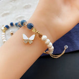 Sugar Heart Crystal Bracelet with Butterfly Charm Pendant for Women