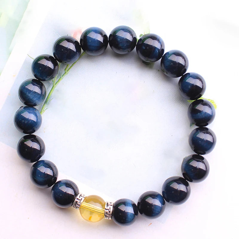 Tiger Eye Stone Bracelet 10mm Bead Bangle for Men Women Jewelry