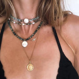 Bohemian Stone Necklace Elephant Pendant Jewelry