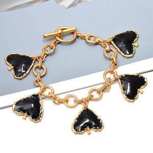 Vintage Colorful Heart Rhinestone Bracelet Crystals Jewelry Women Christmas