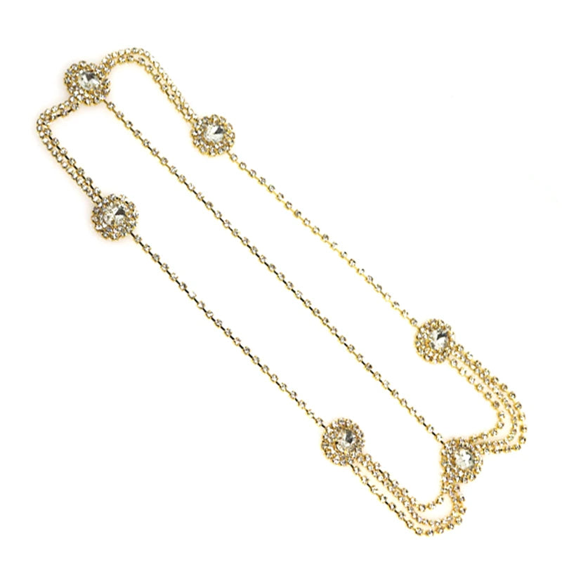 Bohemian Vintage Rhinestone Bridal Headband Chain Wedding Hair Accessory