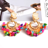 Boho Vintage Colorful Rhinestone Dangle Earrings
