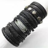 10 Pcs Weave Leather Bracelets Set Men Women Bangles Male Jewellery