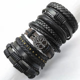 10 Pcs Weave Leather Bracelets Set Men Women Bangles Male Jewellery