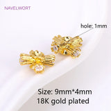 18K Plated Cross Spacer Beads for Jewelry Making, Zircon Inlaid Cross Beads
