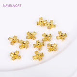 18K Plated Cross Spacer Beads for Jewelry Making, Zircon Inlaid Cross Beads