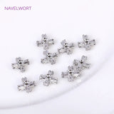 18K Plated Cross Spacer Beads for Jewelry Making, Zircon Inlaid Cross Beads