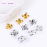 18K Plated Cross Spacer Beads for Jewelry Making, Zircon Inlaid Cross Beads