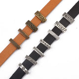 Bronze Heart Waves Dots Spacer Beads For Flat Leather Cord