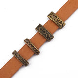 Bronze Heart Waves Dots Spacer Beads For Flat Leather Cord