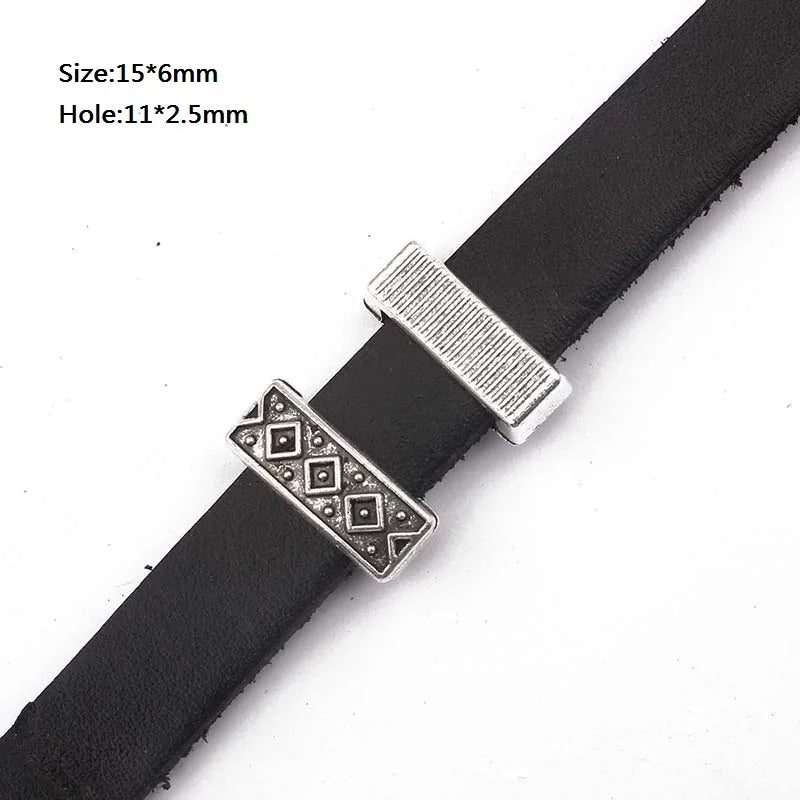 Bronze Heart Waves Dots Spacer Beads For Flat Leather Cord