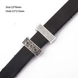 Bronze Heart Waves Dots Spacer Beads For Flat Leather Cord