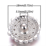 50pcs 18MM Snap Buttons Metal Crystal Charm Mix Style for Jewelry