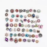 50pcs 18MM Snap Buttons Metal Crystal Charm Mix Style for Jewelry