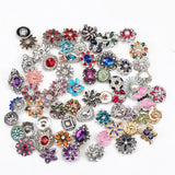 50pcs 18MM Snap Buttons Metal Crystal Charm Mix Style for Jewelry