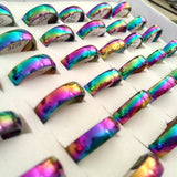 Bulk 50/100PCS Colorful Charm Rings Stainless Steel Band Party Rings