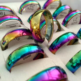 Bulk 50/100PCS Colorful Charm Rings Stainless Steel Band Party Rings