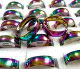 Bulk 50/100PCS Colorful Charm Rings Stainless Steel Band Party Rings