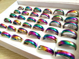 Bulk 50/100PCS Colorful Charm Rings Stainless Steel Band Party Rings