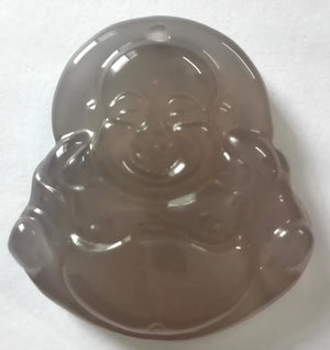 Carved Natural Jade Laughing Buddha Pendant