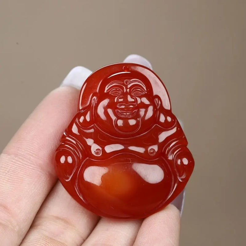 Red Jade Jewelry Pendant-Laughing Buddha