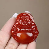 Red Jade Jewelry Pendant-Laughing Buddha