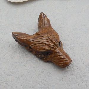 Wholesale Carved Boulder Opal Wolf Head Pendant 33x23x11mm