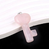 Gem Stone Charm Love Heart Key Healing Crystal Pendant DIY Jewelry