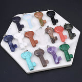 Gem Stone Charm Love Heart Key Healing Crystal Pendant DIY Jewelry