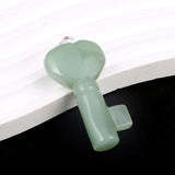 Gem Stone Charm Love Heart Key Healing Crystal Pendant DIY Jewelry