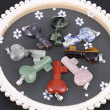 Gem Stone Charm Love Heart Key Healing Crystal Pendant DIY Jewelry