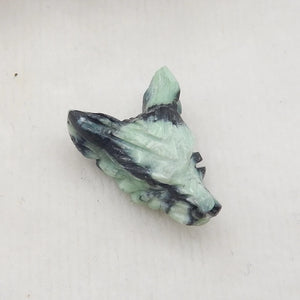 Wholesale Carved Green Turquoise Wolf Head Pendant 24x17x9mm