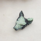 Wholesale Carved Green Turquoise Wolf Head Pendant 24x17x9mm