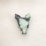 Wholesale Carved Green Turquoise Wolf Head Pendant 24x17x9mm