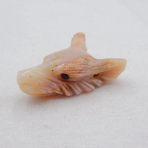 Wholesale Pink Opal Wolf Head Pendant 47x32x16mm