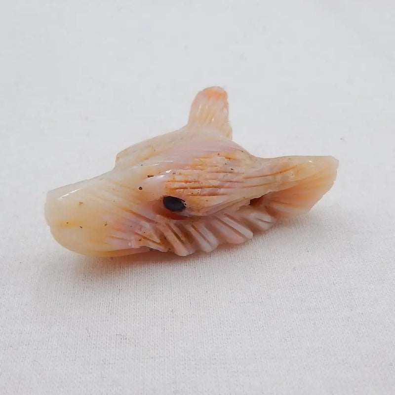 Wholesale Pink Opal Wolf Head Pendant 47x32x16mm