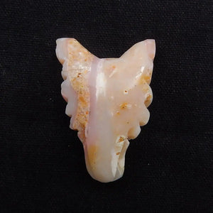 Wholesale Pink Opal Wolf Head Pendant 47x32x16mm