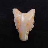Wholesale Pink Opal Wolf Head Pendant 47x32x16mm