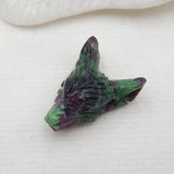 Wholesale Carved Ruby Zoisite Wolf Head Pendant 26x19x10mm