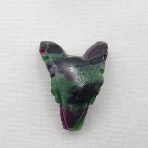 Wholesale Carved Ruby Zoisite Wolf Head Pendant 26x19x10mm