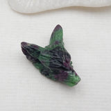 Wholesale Carved Ruby Zoisite Wolf Head Pendant 26x19x10mm