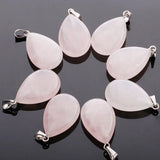 Pink Quartz Teardrop Stone Pendant for DIY Jewelry Making