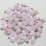 Pink Quartz Teardrop Stone Pendant for DIY Jewelry Making