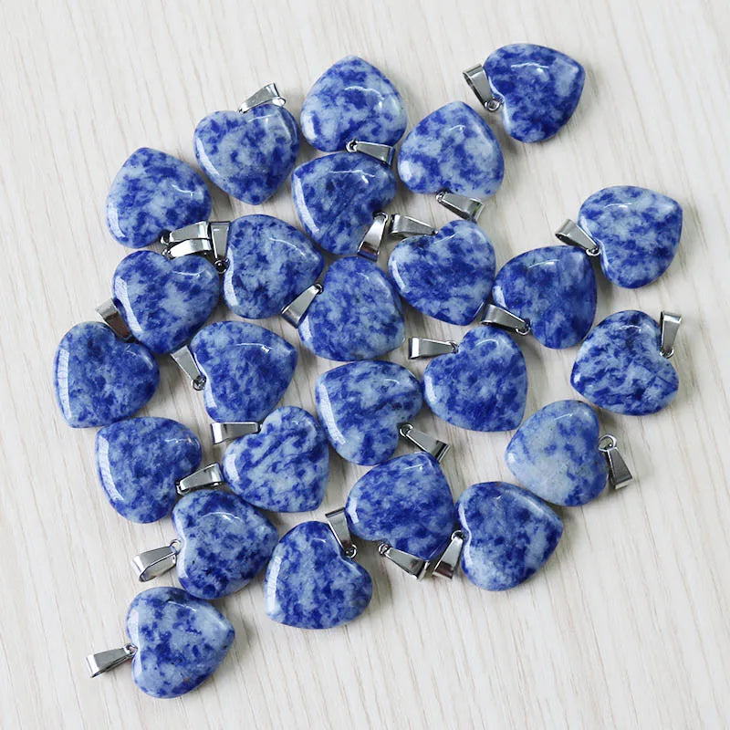 Sodalite Heart Bead Pendants for Jewelry Making