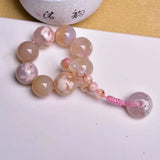 Cherry Blossoms Crystal Pendant Weave Keychain Bag Hanging