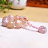 Cherry Blossoms Crystal Pendant Weave Keychain Bag Hanging
