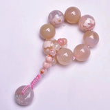 Cherry Blossoms Crystal Pendant Weave Keychain Bag Hanging