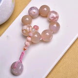 Cherry Blossoms Crystal Pendant Weave Keychain Bag Hanging