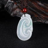 Chinese Hand Carved Burma Jade Dragon Pendant Lucky Amulet JiXiangRuYi