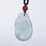 Chinese Hand Carved Burma Jade Dragon Pendant Lucky Amulet JiXiangRuYi